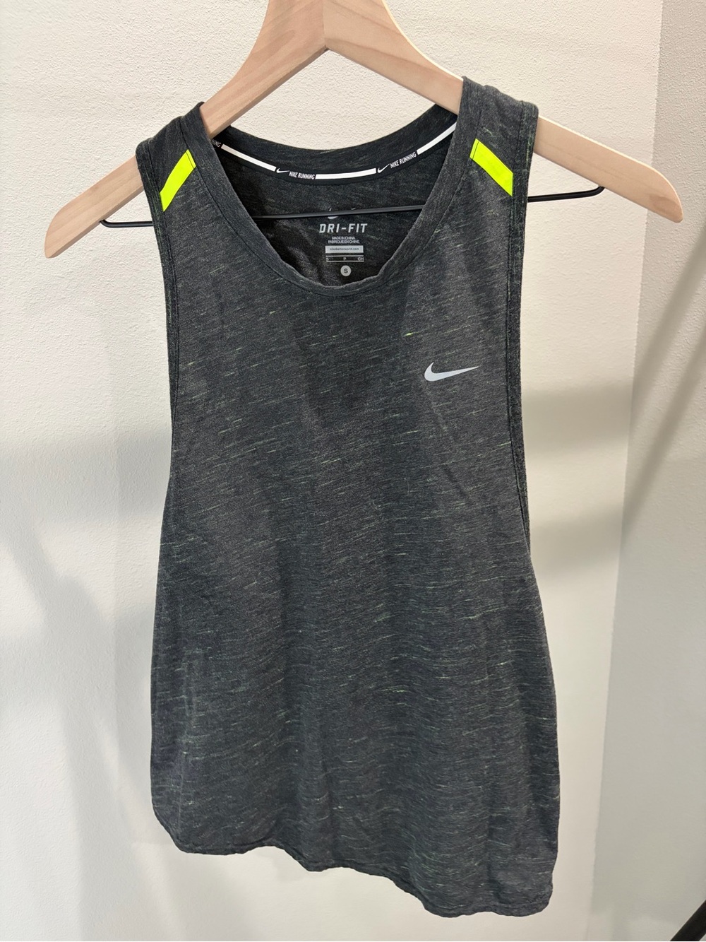 Nike Charcoal Dri-FIT Tank with Neon Yellow Accents